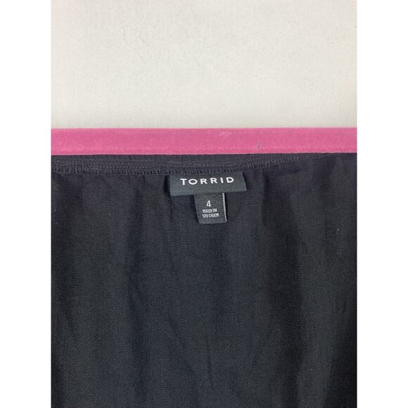 Torrid Fit & Flare Rayon Slub Button Up 3/4 Sleeve Black Size 4X - Picture 4 of 10